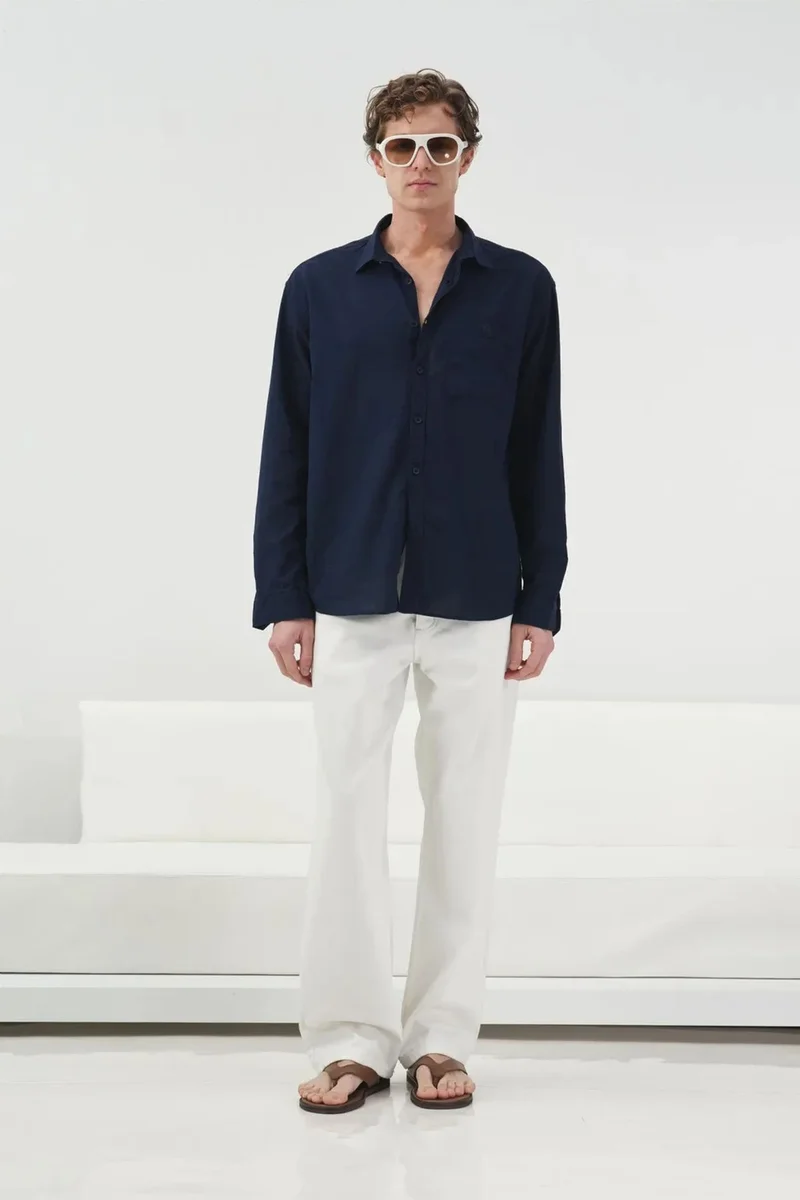 Giesto Navy Blue GIESTO Regular Fit Button-Up Shirt for Men | Best Price UAE