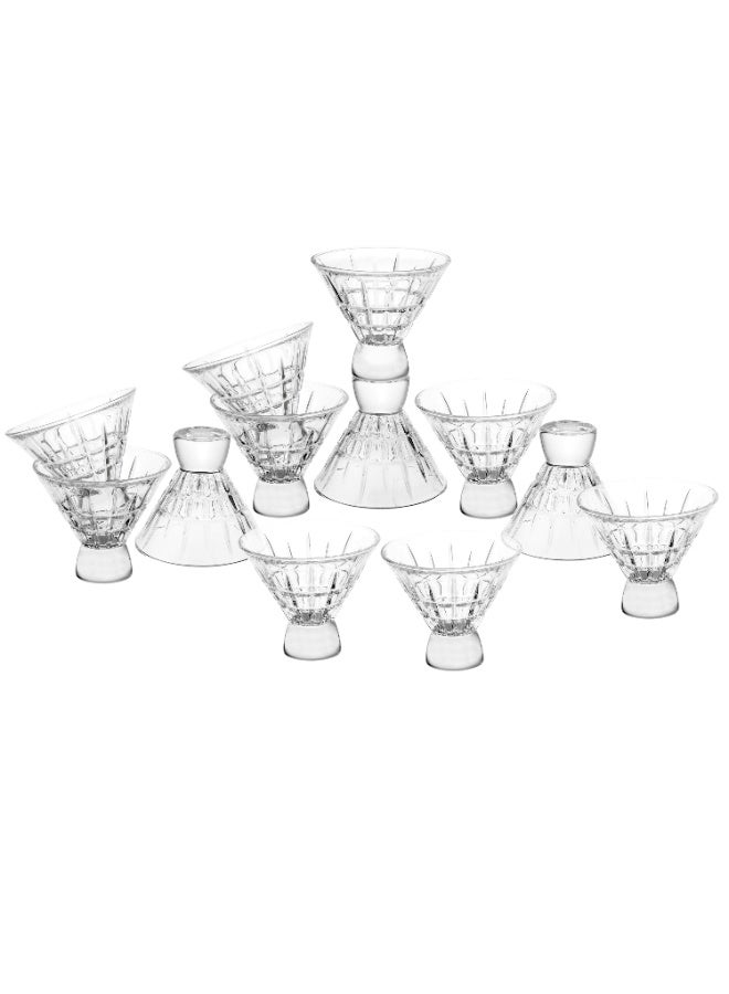 Blinkmax 12-piece clear glass serving bowl set with a luxurious crystal design for desserts, nuts, and appetizers – 9 cm tall - Image 2