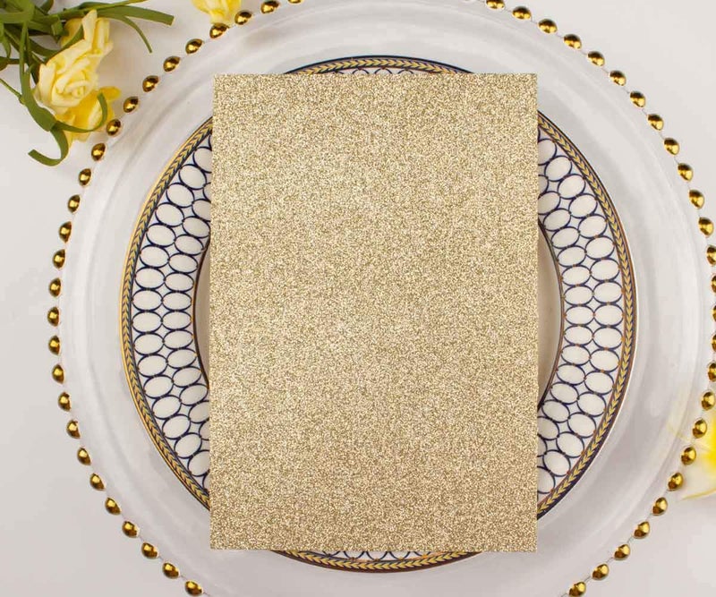 Lucky Star 50pcs 5x7 Wedding Invitations Cards Laser Cut Pocket only, No Envelope,No Insert for Wedding Bridal Shower Engagement Birthday Invite (Champagne Gold Glitter) - Image 2