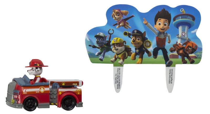DecoPac DecoSet Paw Patrol Just Yelp for Help Cake Topper, 2-Piece Decorations with Marshall in Fire Engine and Background for Fun After the Birthday Party - Image 2