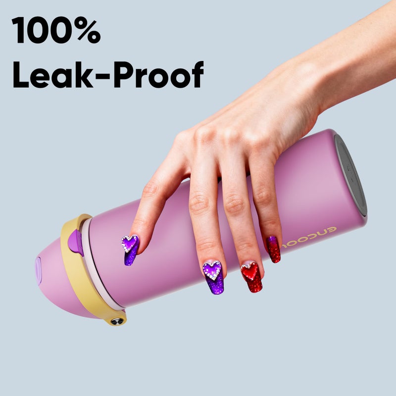 ENCOOL Insulated Water Bottle with Straw - Encool Stainless Steel Water Bottle with Push Button Lid, Leak-Proof & BPA-Free, Keeps Cold for 24 Hours for Sports, Travel, Gym (24 oz, Light Orchid-Fuchsia) - Image 5