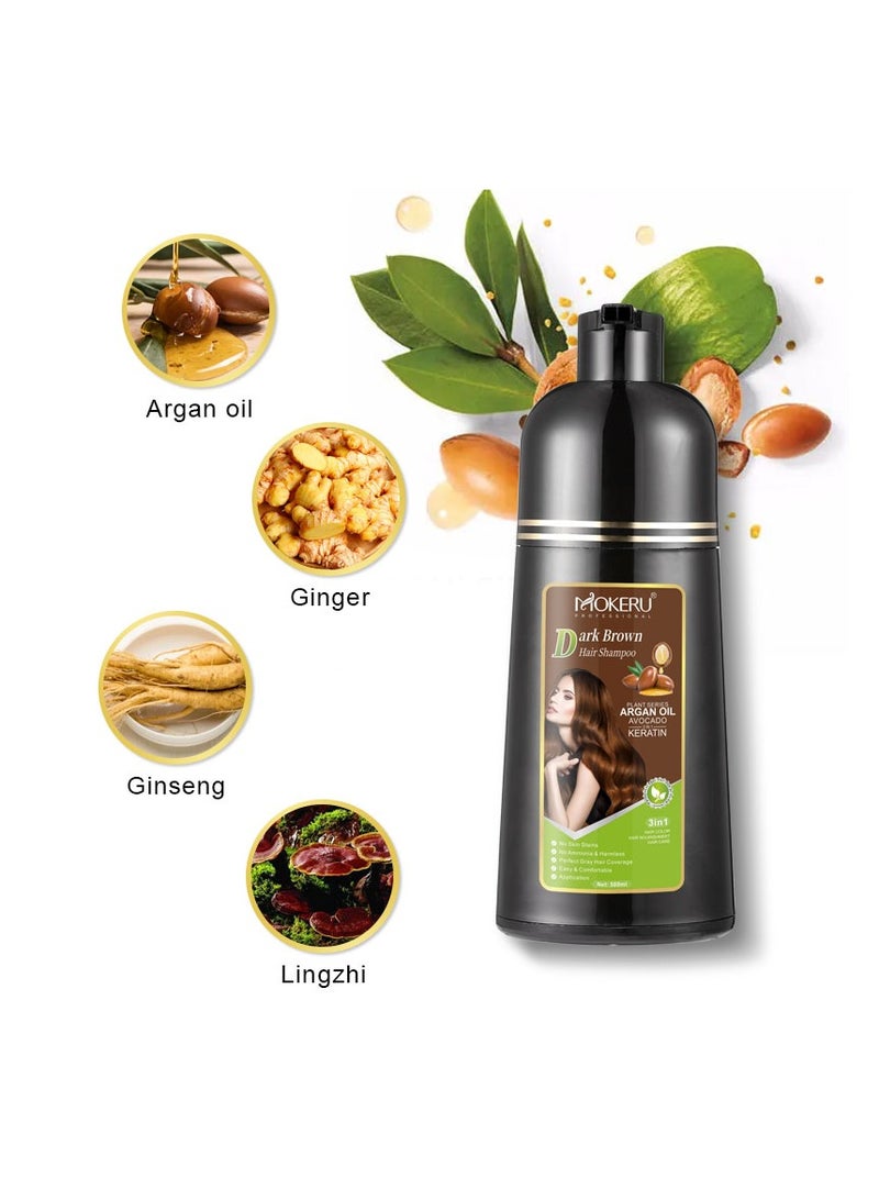 موكيرو شامبو موكيرو الأسود الطبيعي بزيت الأرغان، مستخلص نباتي عضوي 100%، خالي من الأمونيا، صبغة شعر طويلة الأمد، 500 مل - Image 2