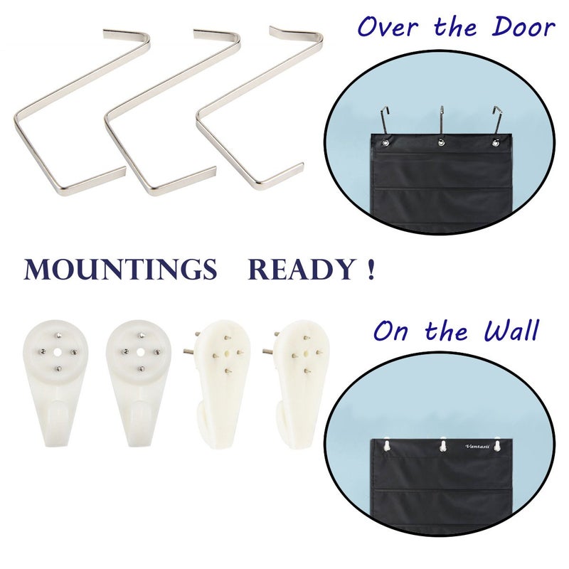 Vantasii Organization Pocket Chart, Wall Hanging File Organizer Folder with 10 Large Pockets for Office, Home, School, Studio, etc. 14 X 47 inch, Black, 3 Hangers and 4 Hooks - Image 5