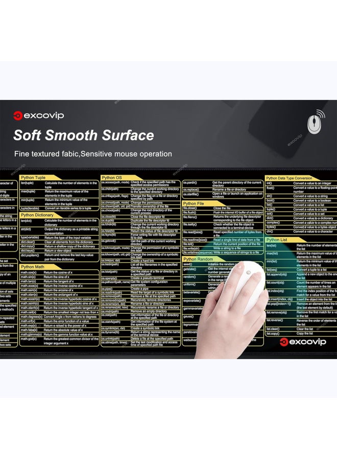 Pythong Programming Language Java Mouse Pad Shortcut Key Oversized Dirt-Resistant Desk Pad Programming Cross-Border-Color:400*900*3MM-Pattern:Python Full English Shortcut Keys 3