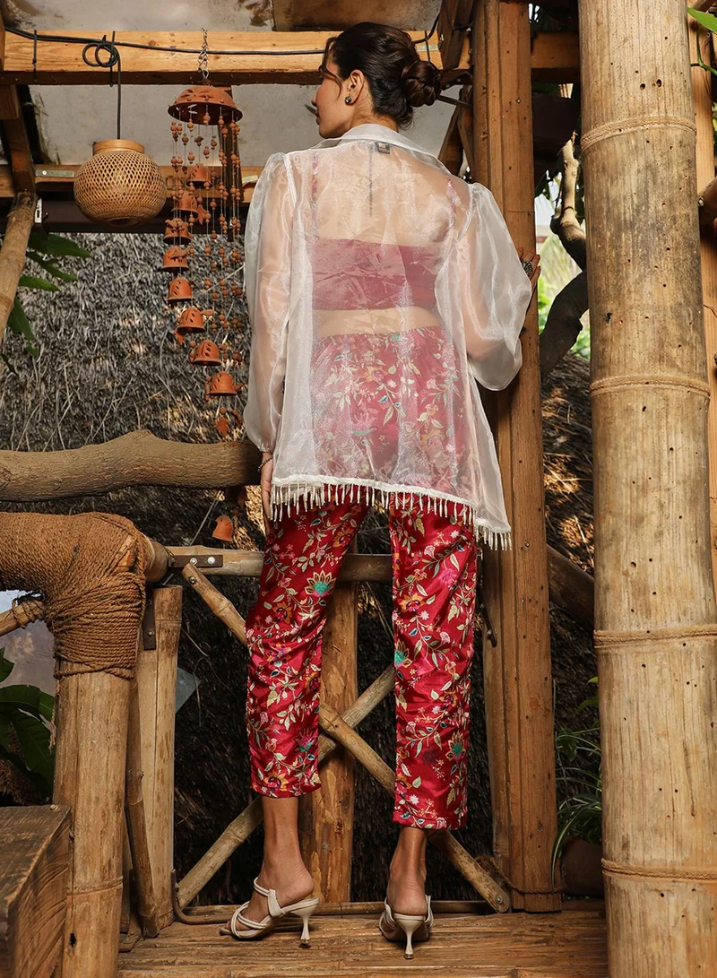  قصة Women's Venetian Red Indie Flora Co-Ord Set