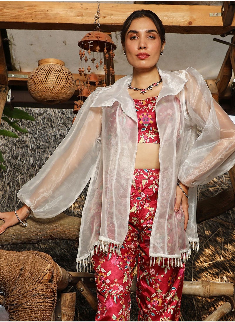  قصة Women's Venetian Red Indie Flora Co-Ord Set  - Image 1