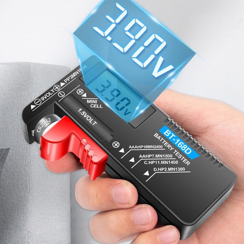 اختبار بطارية رقمي محمول للتحقق من بطاريات AA وAAA و9 فولت بشاشة LCD أسود - Image 5