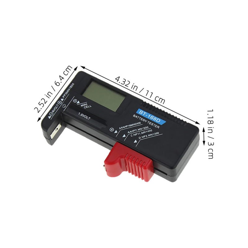 اختبار بطارية رقمي محمول للتحقق من بطاريات AA وAAA و9 فولت بشاشة LCD أسود - Image 3