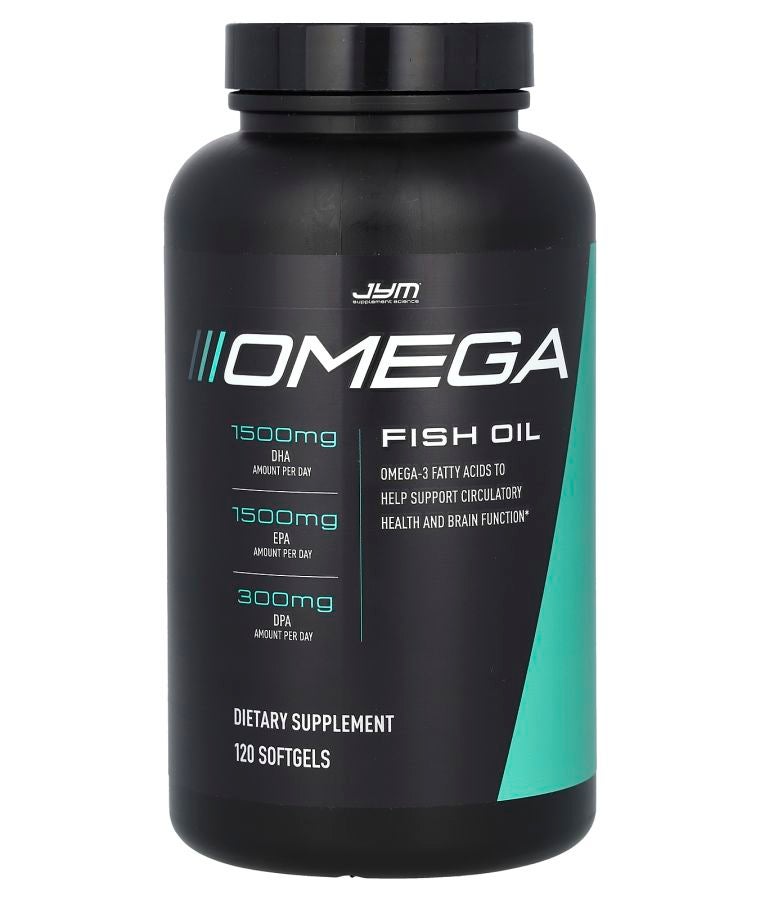 JYM Supplement Science زيت السمك أوميغا 120 كبسولة لينة (1300 ملغ لكل كبسولة)