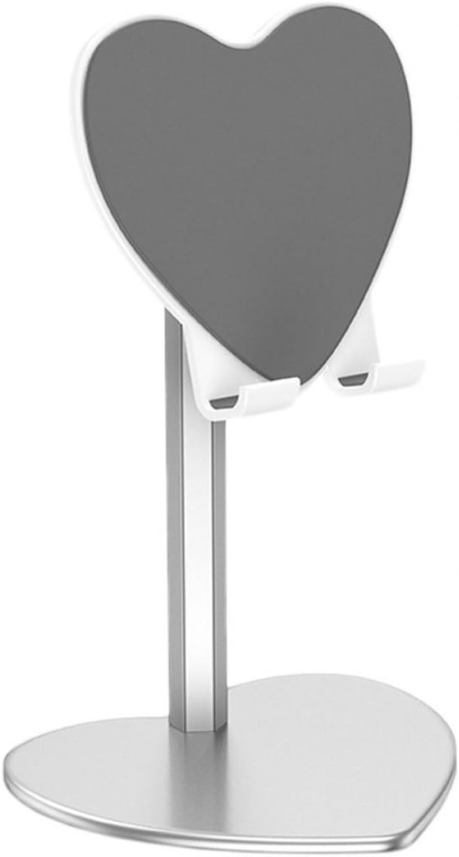 GALPADA Heart Shaped Metal Tablet Stand and Phone Holder Adjustable Desktop Bracket Silver for Home Office Use - Image 1