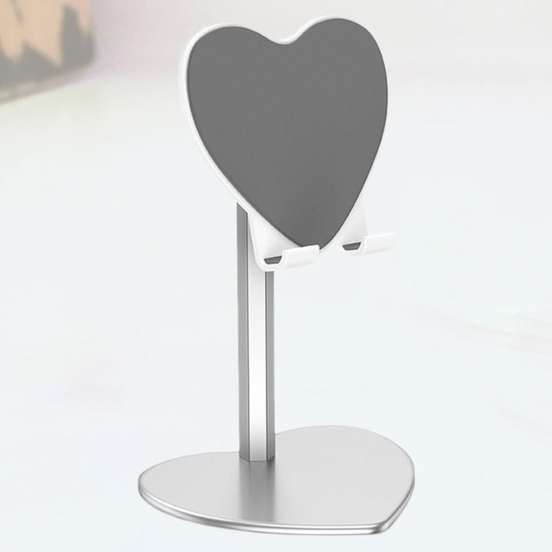 GALPADA Heart Shaped Metal Tablet Stand and Phone Holder Adjustable Desktop Bracket Silver for Home Office Use - Image 5