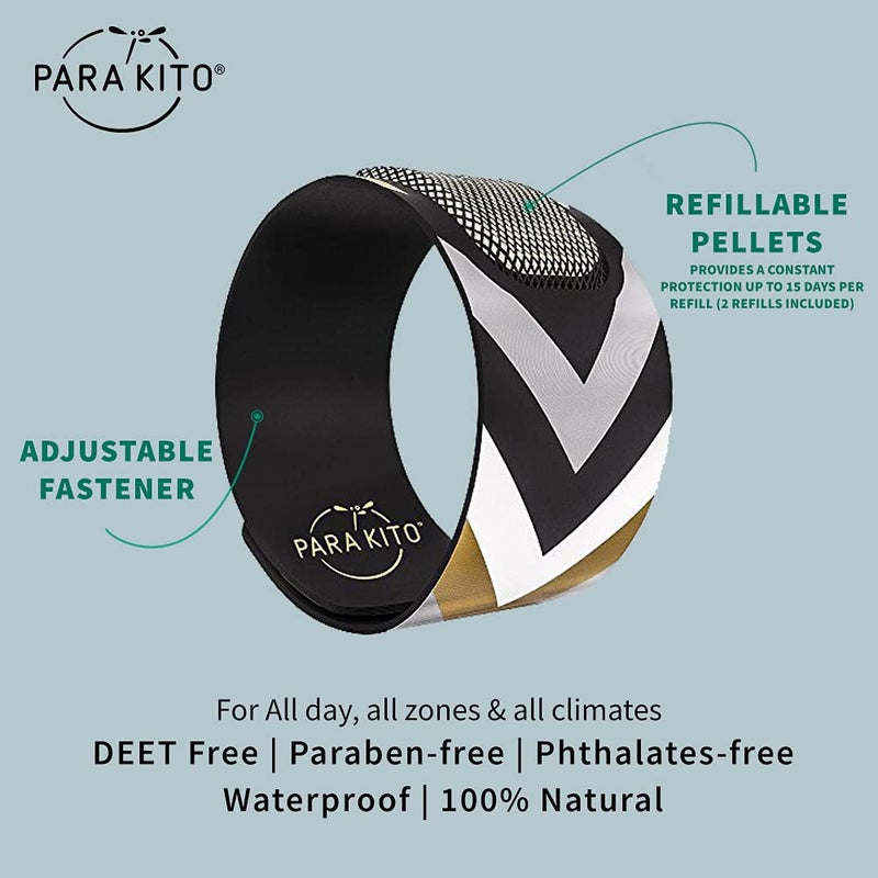 PARA'KITO Mosquito Insect & Bug Repellent Wristband - Waterproof, Outdoor Pest Repeller Bracelet w/Natural Essential Oils - Gold Edition Party Wristbands (Berlin) - Image 2