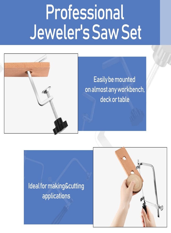 Minatee Jewelers Tools Set Including Jeweler Saw Frame Bench Pin Clamp Diamond Needle File Wooden Ring Clamp and Ring Sizer Mandrel Measuring Tool Jeweler's Mallet Hammer Stick for Jewelry Making - Image 3