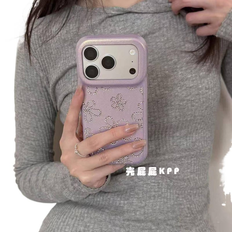 MS غطاء واقي بسيليكون لـ iPhone 16 / 16 Plus / 16 Pro / 16 Pro Max مع حماية من السقوط ونقش زهور مع مقاوم للصدمات مع قبضة مضادة للانزلاق باللون Flower مضاد للانزلاق بتصميم زهري من الس. - Image 1
