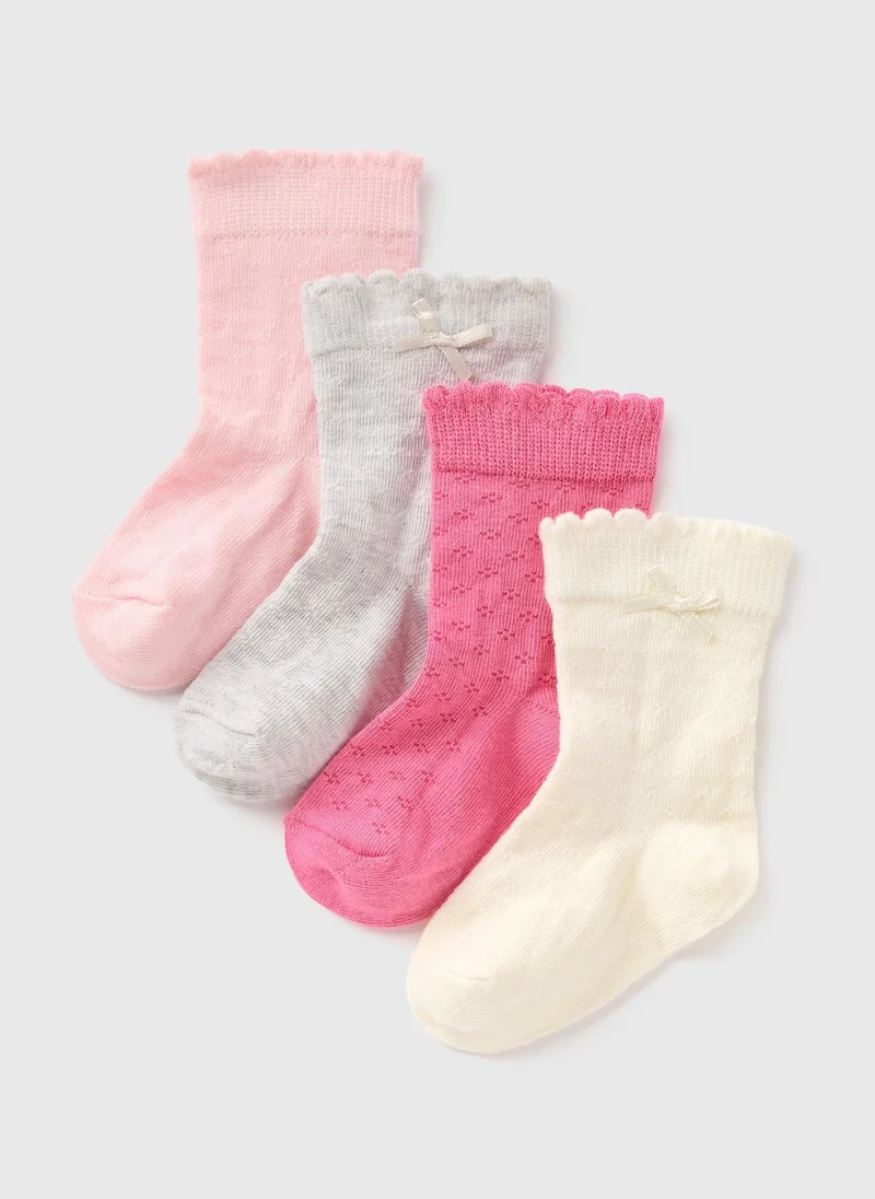 Matalan 4 Pack Baby Pink Pointelle Socks