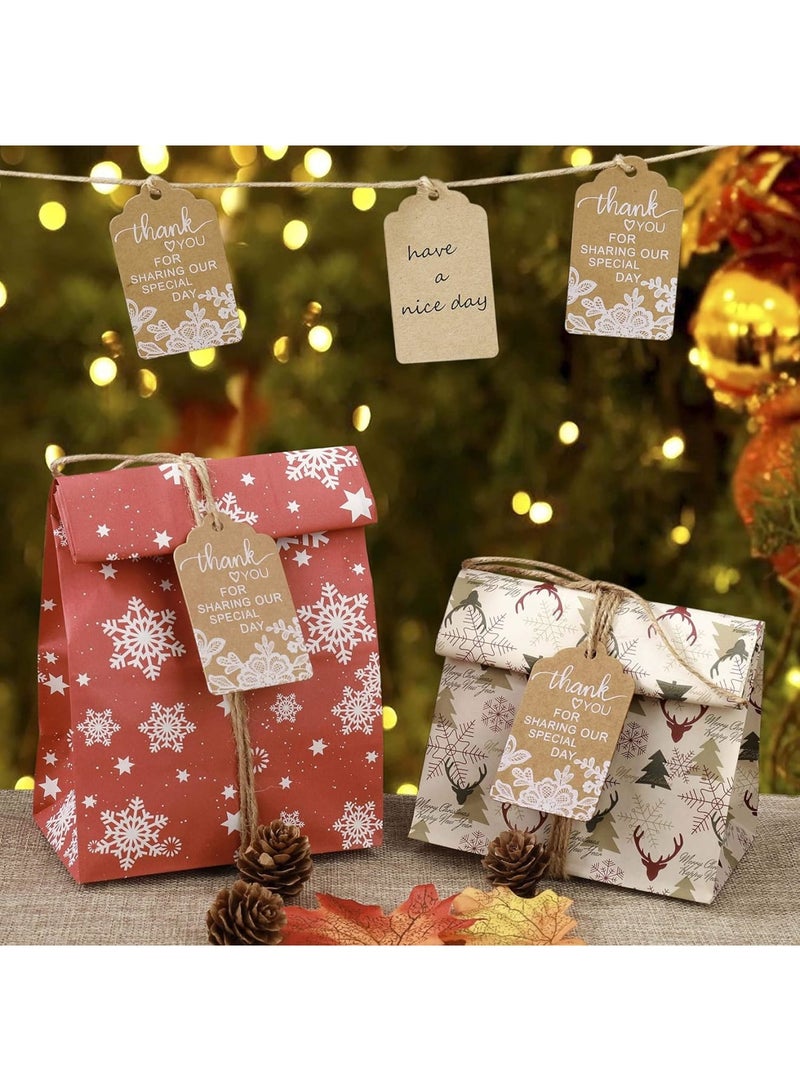 SOLARAE 100 Pcs Kraft Gift Paper Tags, White Lace Print Hang Tag with 40 Meters Hemp Rope, Thank You for Sharing Our Special Day" Rectangle Brown Tags, Suitable for Gifts Wrapping, Craft Project - Image 2