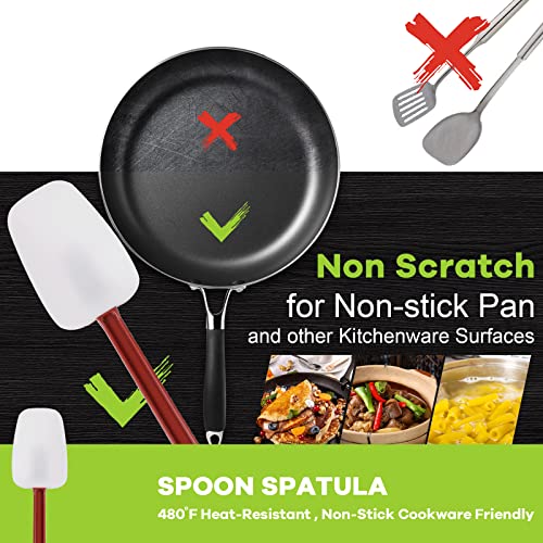 heffiso Silicone Rubber Spatula Set of 3, High Heat Set, Commercial Rubber Spatula (1 Spoonula + 2 Scrapers (9.5 Inches)) - Image 3