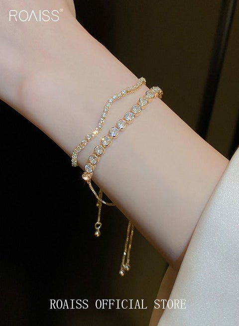 Diamond wavy geometric bracelet temperament bracelets are suitable for women's cubic vermiculite adjustable charm bracelets