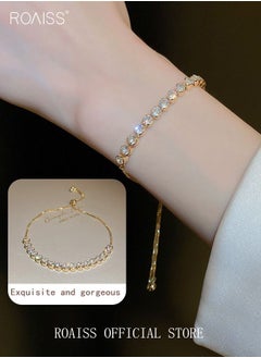 roaiss Diamond wavy geometric bracelet temperament bracelets are suitable for women's cubic vermiculite adjustable charm bracelets  - Image 2