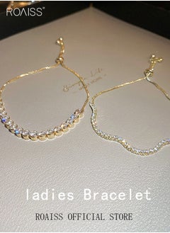 roaiss Diamond wavy geometric bracelet temperament bracelets are suitable for women's cubic vermiculite adjustable charm bracelets  - Image 4