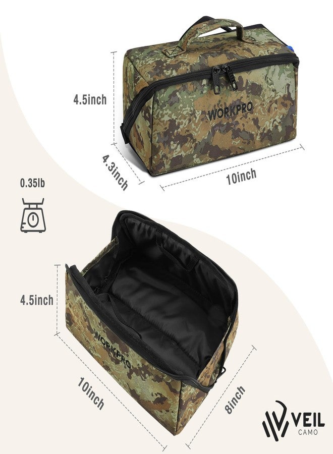 ووركبرو حقيبة أدوات WORKPRO بسحاب، حقيبة تخزين أدوات متينة ذات فوهة واسعة 10 بوصات، حقيبة أدوات متعددة الأغراض بسحاب، حقيبة حمل لتنظيم 3 قطع، لون مموه - Image 2