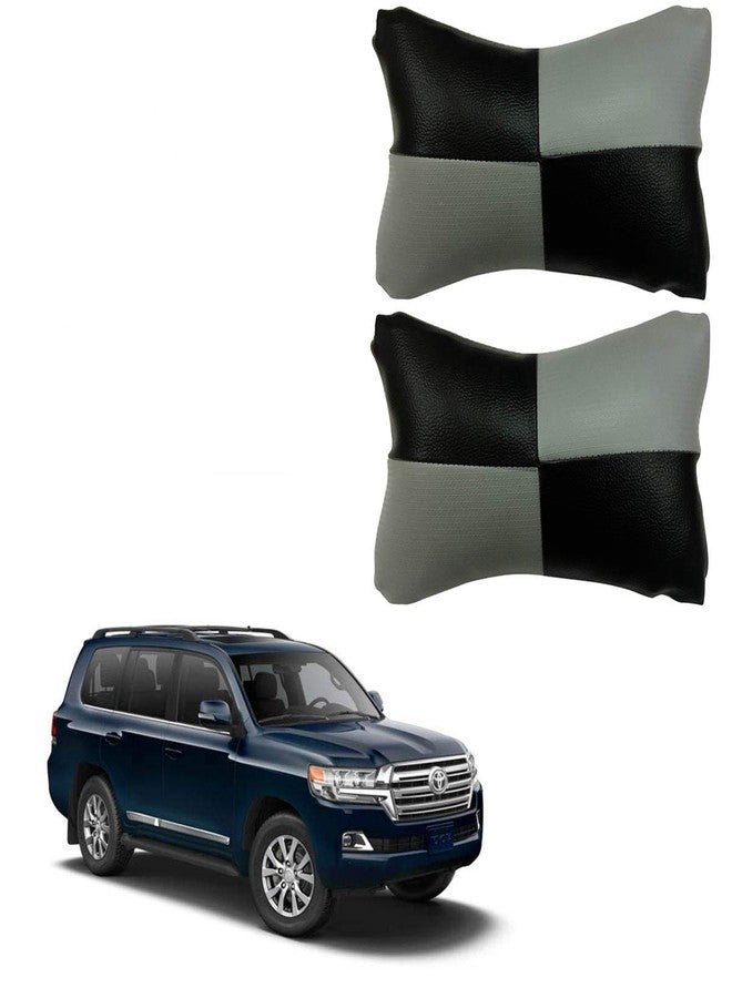 PulGos Grey Check Design Car Neck Rest Cushion with Adjustable Straps_1836 - Image 1