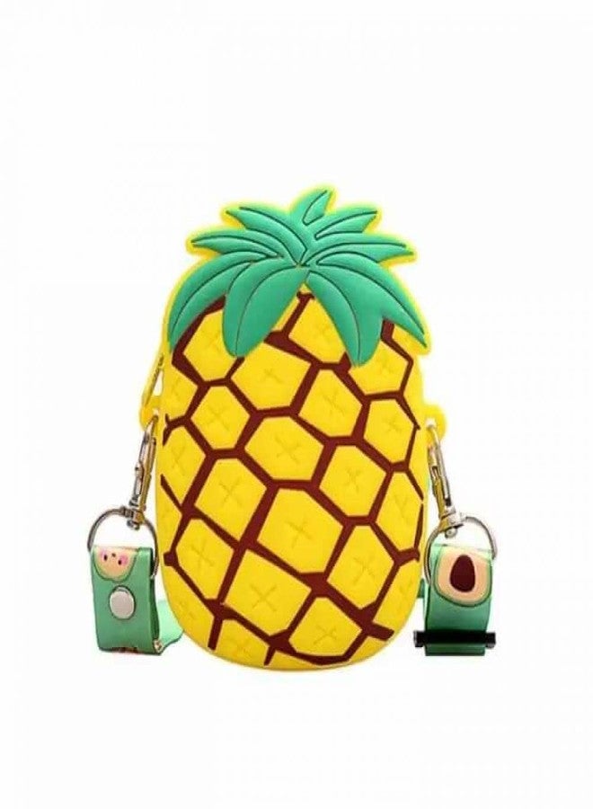 EITHEO Girls Mini Cute Pineapple Silicon sling Bag Crossbody Kids Girl's Shoulder Messenger Side Small Bag for casual party messenger bag for women Coin wallet purse party zipper pocket Travel Bag - Image 2