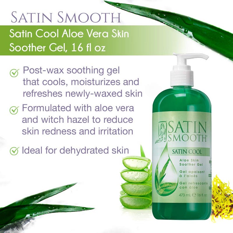 SATIN SMOOTH Aloe Vera Gel, Post-Wax Soothing Formula to Reduce Redness and Soothe Irritated Skin, Hydrating Care for Face, Body, and Hair, 16 fl oz. - Image 3