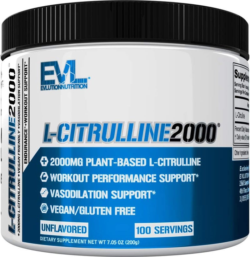 Evlution LCitrulline2000 Nitric Oxide Pre Workout Powder  High Strength L Citrulline Powder for Enhanced Muscle Strength and Intense Pumps  Plant Based Nitric Oxide Booster  Unflavored - Image 1