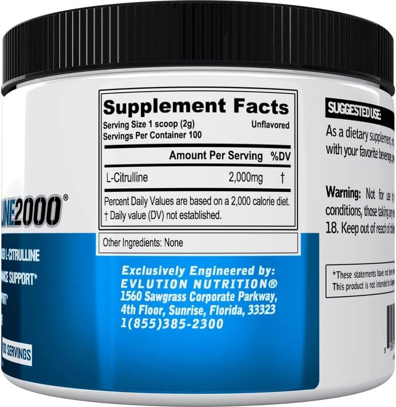 Evlution LCitrulline2000 Nitric Oxide Pre Workout Powder  High Strength L Citrulline Powder for Enhanced Muscle Strength and Intense Pumps  Plant Based Nitric Oxide Booster  Unflavored - Image 3