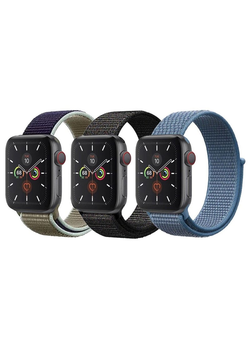 CATANES 3 Pack For Apple Watch 41mm 40mm 38mm Nylon Sport Loop Band Compatible With iWatch Series 7 SE 6 5 4 3 2 1 Men Women Braided Stretchy Nylon Loop Bands  - Image 2
