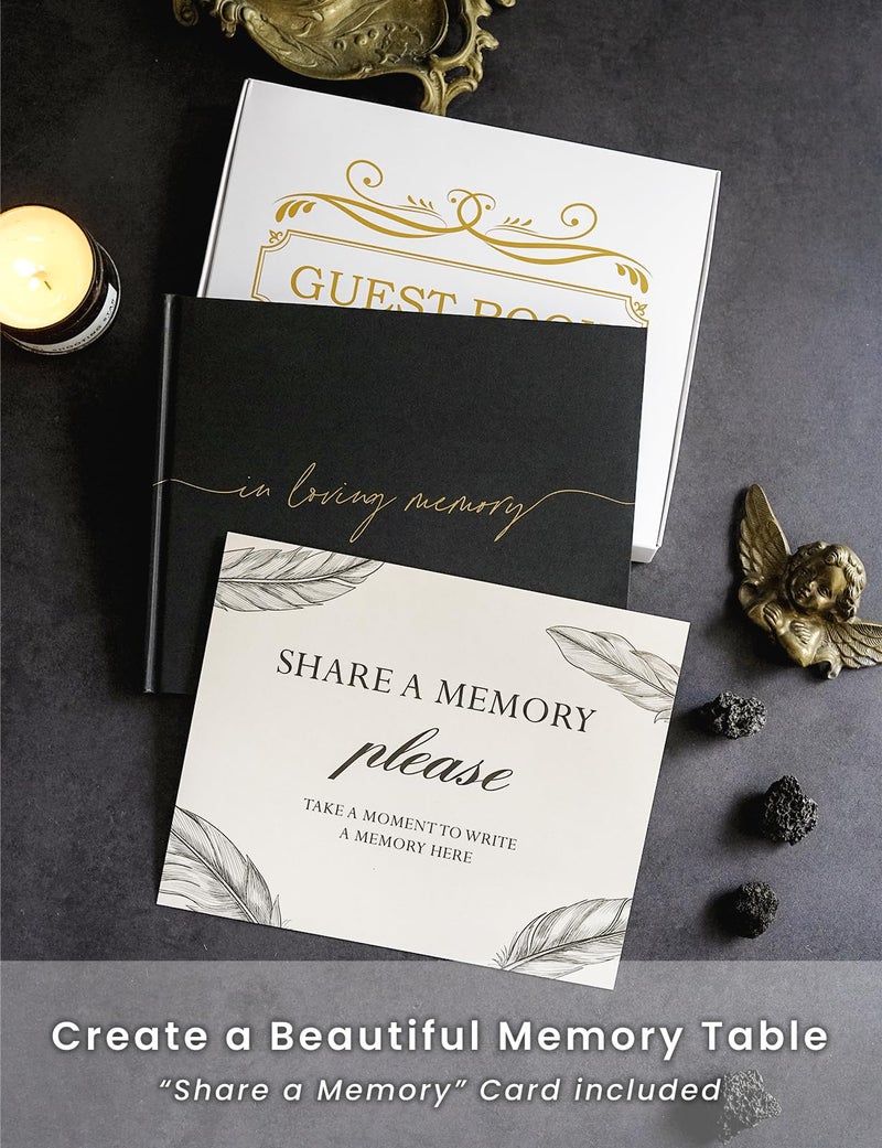 Braveriky Twill Funeral Guest Book - in Loving Memory Guestbook with a Memory Table Sign - Hardcover Guest Sign in Book for Funeral Service - 320 Entries, 9"x7.5", Black - Image 4