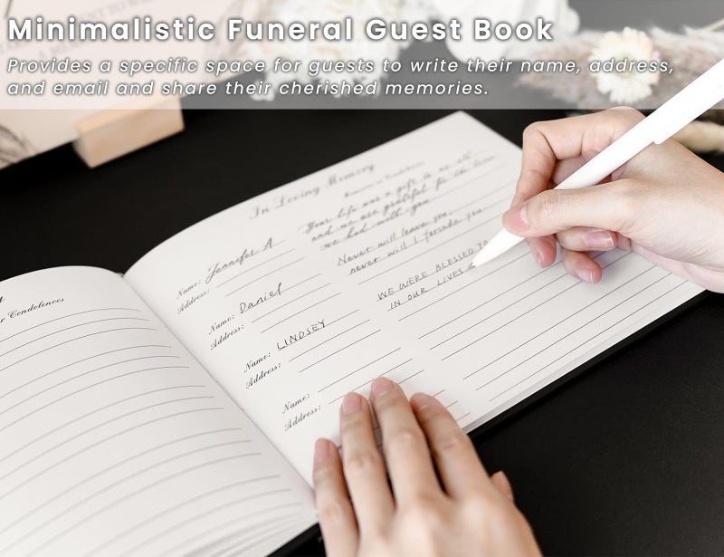 Braveriky Twill Funeral Guest Book - in Loving Memory Guestbook with a Memory Table Sign - Hardcover Guest Sign in Book for Funeral Service - 320 Entries, 9"x7.5", Black - Image 5