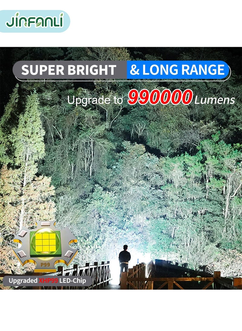 JINFANLI LED Flashlight, Super Bright Flashlight with LCD Display, Rechargeable, Military Grade Waterproof, Zoomable, Suitable for Camping - Image 3