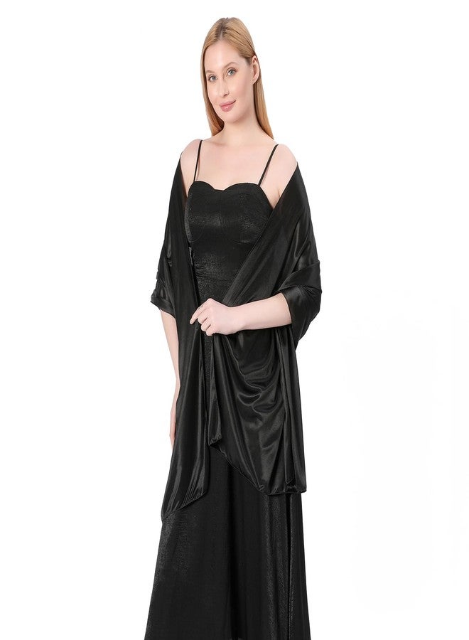 Ladiery Silky Satin Shawls and Wraps for Women Evening Dress, Lightweight Long Bridal Elegant Bright Wedding Stole - Image 2