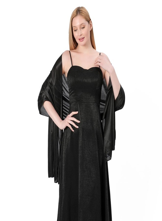 Ladiery Silky Satin Shawls and Wraps for Women Evening Dress, Lightweight Long Bridal Elegant Bright Wedding Stole - Image 3
