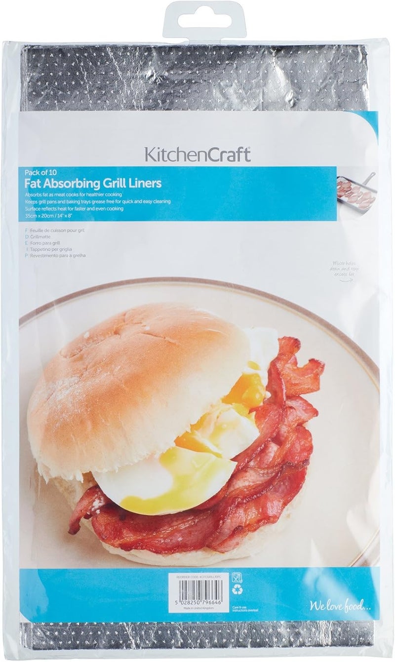 KitchenCraft Fat Absorbing Grill Liners, Pack of Ten, 30x20cm, Bagged with Insert Upgraded quality - Image 3