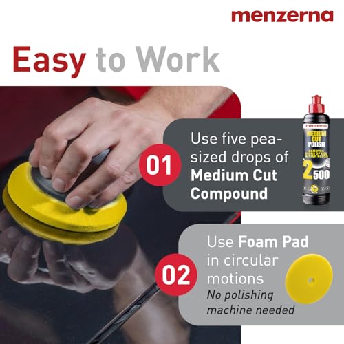 menzerna Medium Cut Polish 2500" I Abrasive Polishing Compound for Medium Scratches and Signs of Use I Buffing and Polishing Compound for Scratch Repair & a Glossy Finish I Silicone Free I 16 fl oz. - Image 4
