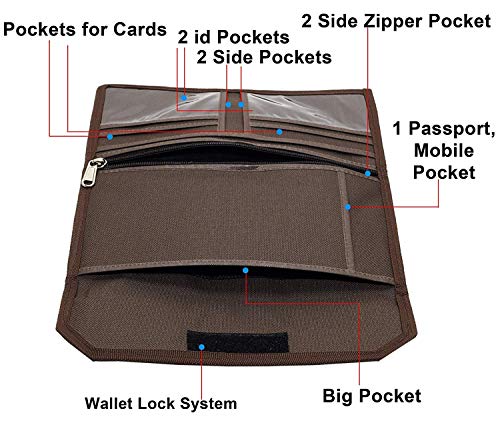 GreatDio Multipurpose Multi Pocket Expanding Cheque Book Holder Travel Organizer Document Bag for Small Accessories- Brown/Black - Image 3