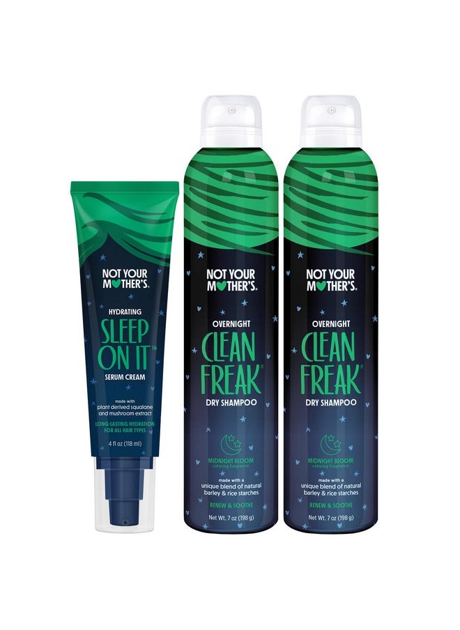 Not Your Mother's Not Your Mother's Overnight Clean Freak 2 Dry Shampoos and 1 Hydrating Sleep On It Serum Cream (3-Pack) - Hair Essentials for All Hair Types  - Image 1