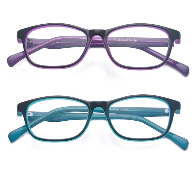 ALWAYSUV 2 Pack Boys Girls Blue Light Blocking Computer Glasses Square Eyeglasses Frame Anti Blue Ray Computer Game Glasses - Image 3