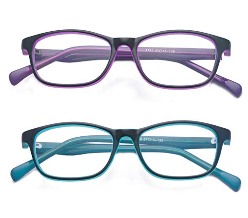 ALWAYSUV 2 Pack Boys Girls Blue Light Blocking Computer Glasses Square Eyeglasses Frame Anti Blue Ray Computer Game Glasses - Image 2