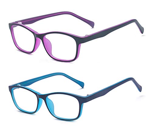 ALWAYSUV 2 Pack Boys Girls Blue Light Blocking Computer Glasses Square Eyeglasses Frame Anti Blue Ray Computer Game Glasses - Image 5