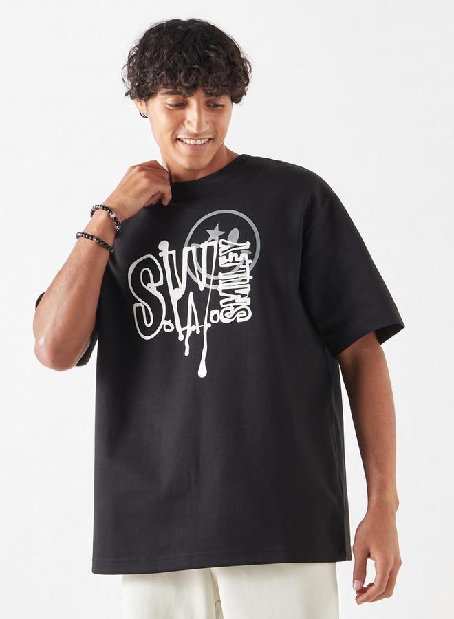 SP Characters Graphic Print Crew Neck T-shirt with Short Sleeves - Image 1