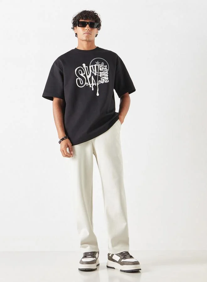 SP Characters Graphic Print Crew Neck T-shirt with Short Sleeves