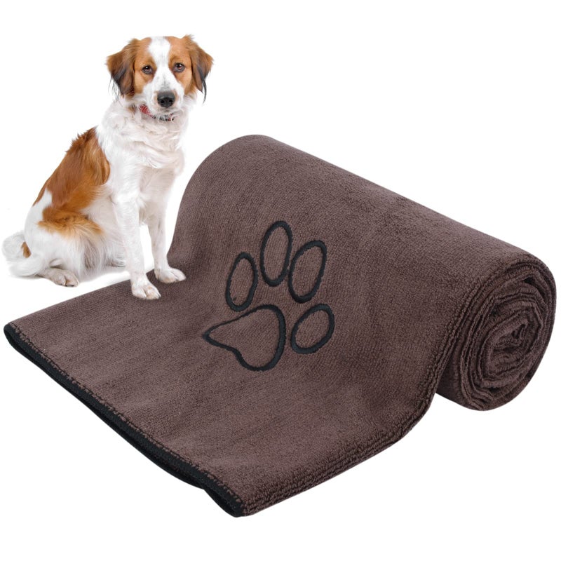 KinHwa Dog Towel Super Absorbent Pet Bath Towel Microfiber Dog Drying Towel for Small Medium Large Dogs and Cats 30inch x 50inch Brown
