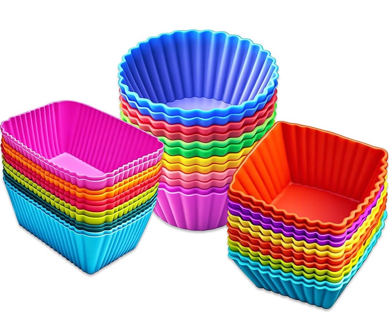 IELEK 36 Pack Silicone Cupcake Liners Muffin Baking Cups Liners Reusable NonStick Cake Molds Sets Lunch Bento Box Dividers Accessories