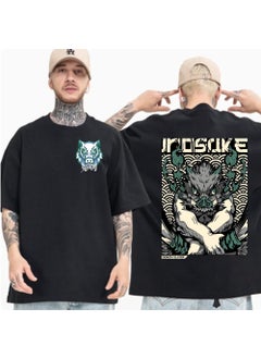 Unisex Anime Cotton Tee Summer Short Sleeve 2 black cotton T