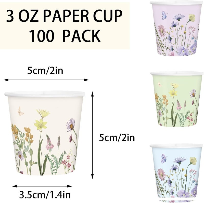 RUSPEPA RUSPEPA 3 oz Bathroom Cups Disposable Paper Cups  100 Pack Wild Flower Design Printed  Floral Mini Mouthwash Rinse Paper Cups for Home Bathroom Picnic Party and Events  - Image 2