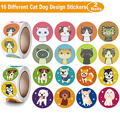 Hohamn Dog and Cat Stickers for Kids16 Designs 1000 Pcs Dog Cat Cartoon Labels Stickers for Birthday Party FavorsSchool RewardScrapbooking - Image 5